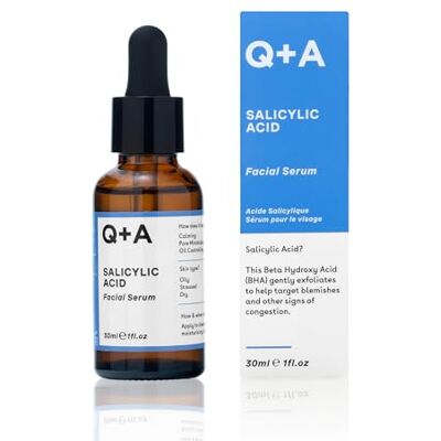 Q+A Serum met salicylzuur (30 ml), peeling, minimaliseert poriën en controleert olie voor onzuivere huid, huidverzorging met salicylzuur, barnsteenzuur en Q+A Serum met salicylzuur (30 ml), peeling, minimaliseert poriën en controleert olie voor onzuivere huid, huidverzorging met salicylzuur, barnsteenzuur en