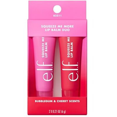 e.l.f. Squeeze Me lippenbalsem duo, hydraterende lippenbalsem voor een pure kleurtint, doordrenkt met hyaluronzuur, veganistisch en dierproefvrij, kersen/bubbelgum e.l.f. Squeeze Me lippenbalsem duo, hydraterende lippenbalsem voor een pure kleurtint, doordrenkt met hyaluronzuur, veganistisch en dierproefvrij, kersen/bubbelgum