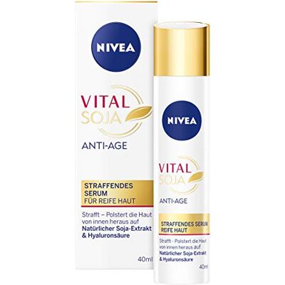 NIVEA Vital Soja Anti-Age Serum voor de rijpe huid (40 ml), vochtinbrengende crème met natuurlijk soja-extract, verstevigend hyaluronzuurserum NIVEA Vital Soja Anti-Age Serum voor de rijpe huid (40 ml), vochtinbrengende crème met natuurlijk soja-extract, verstevigend hyaluronzuurserum
