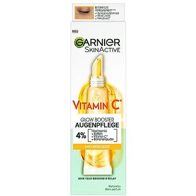 Garnier Anti-vermoeidheid oogcrème met vitamine C, voor een heldere en wakkere oogcontouren, tegen donkere kringen en kraaienpootjes, Glow Booster oogverzorging, SkinActive 1 x 15 ml 4 % de niacinamide, vitamine C, complexe de caféine, neutralise les dé Garnier Anti-vermoeidheid oogcrème met vitamine C, voor een heldere en wakkere oogcontouren, tegen donkere kringen en kraaienpootjes, Glow Booster oogverzorging, SkinActive 1 x 15 ml 4 % de niacinamide, vitamine C, complexe de caféine, neutralise les dé
