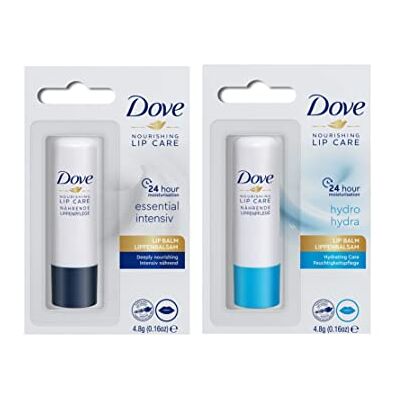 Dove Lippenbalsem verzorgende lippenverzorging (2 x 4,8 g) Essential Intensiv + hydraterende verzorging lippenverzorging 2 stuks Dove Lippenbalsem verzorgende lippenverzorging (2 x 4,8 g) Essential Intensiv + hydraterende verzorging lippenverzorging 2 stuks