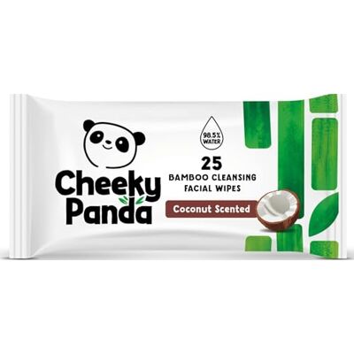 Panda Bamboe gezichtsreinigingsdoekjes, kokosnootgeur, 25 x reinigingsdoekjes, gezichts- en oogmake-up remover Panda Bamboe gezichtsreinigingsdoekjes, kokosnootgeur, 25 x reinigingsdoekjes, gezichts- en oogmake-up remover