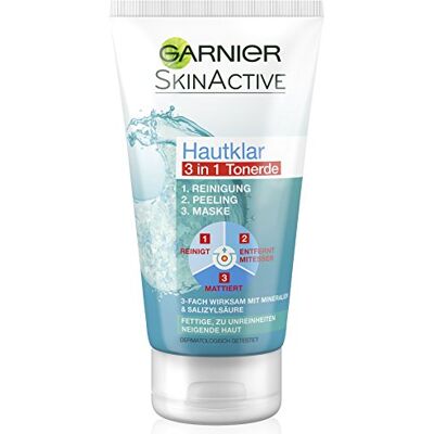 Garnier Hautklar 3-in-1 gezichtsreiniger + gezichtsmasker / gezichtsverzorging tegen puistjes en onzuiverheden 150 ml Garnier Hautklar 3-in-1 gezichtsreiniger + gezichtsmasker / gezichtsverzorging tegen puistjes en onzuiverheden 150 ml