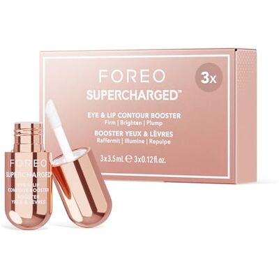 FOREO SUPERCHARGED Eye & Lip Contour Booster; Geleidende gel; Niacinamide Serum; Anti-veroudering; Opvullend lippen en oogcontour; Reisformaat; 3 capsules x 3,5 ml FOREO SUPERCHARGED Eye & Lip Contour Booster; Geleidende gel; Niacinamide Serum; Anti-veroudering; Opvullend lippen en oogcontour; Reisformaat; 3 capsules x 3,5 ml