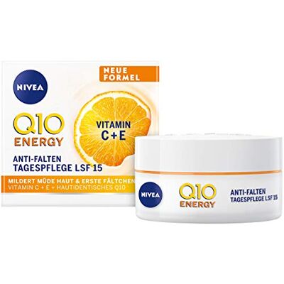 NIVEA Q10 ENERGY Anti-rimpel dagcrème met vitamine C, hydraterende gezichtsverzorging met Q10, vitamine C en guarana-extract, gezichtscrème met SPF 15 voor vermoeide huid (50 ml) NIVEA Q10 ENERGY Anti-rimpel dagcrème met vitamine C, hydraterende gezichtsverzorging met Q10, vitamine C en guarana-extract, gezichtscrème met SPF 15 voor vermoeide huid (50 ml)