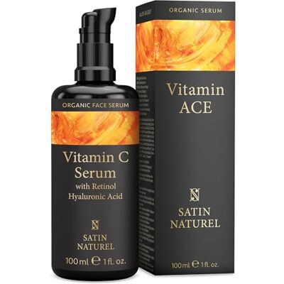 Satin Naturel Satin Natural Vitamine C Serum 100 ml Verrijkt met retinol, Hyaluronzuur & Vitamine E Biologische Gezichtsverzorging met Aloë Vera voor de Gevoelige Huid Lifting & Hydratatie Effect Satin Naturel Satin Natural Vitamine C Serum 100 ml Verrijkt met retinol, Hyaluronzuur & Vitamine E Biologische Gezichtsverzorging met Aloë Vera voor de Gevoelige Huid Lifting & Hydratatie Effect