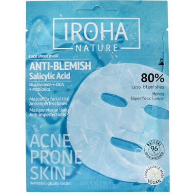 IROHA NATURE Gezichtsmasker tegen onzuiverheden Salicylzuur, niacinamide, cica en probiotica 20 ml zakje voor gemengde tot vette huid voorkomt en vermindert puistjes IROHA NATURE Gezichtsmasker tegen onzuiverheden Salicylzuur, niacinamide, cica en probiotica 20 ml zakje voor gemengde tot vette huid voorkomt en vermindert puistjes