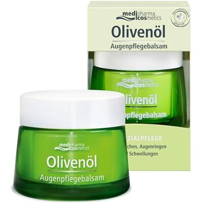 Medipharma Cosmetics Oogbalsem met olijfolie, voor rimpels en donkere kringen, werkt verkoelend bij zwellingen, 15 ml Medipharma Cosmetics Oogbalsem met olijfolie, voor rimpels en donkere kringen, werkt verkoelend bij zwellingen, 15 ml