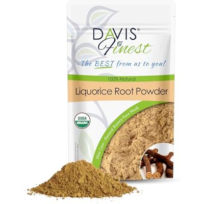 Davis Finest Zoethoutwortelpoeder, hydraterend en anti-vlek gezichtsmasker – gezichtsverzorging verlicht acne-littekens, vlekken, onvolkomenheden voor een lichte en gelijkmatige teint, 100 g Davis Finest Zoethoutwortelpoeder, hydraterend en anti-vlek gezichtsmasker – gezichtsverzorging verlicht acne-littekens, vlekken, onvolkomenheden voor een lichte en gelijkmatige teint, 100 g
