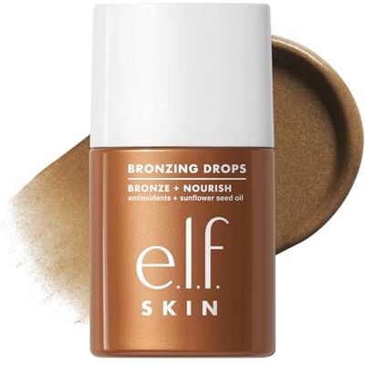 e.l.f. SKIN bruiningsdruppels: vloeibare bronzer voor gezicht en huid voor een onmiddellijk goed effect, verrijkt met vitamine E, veganistisch en dierproefvrij gecertificeerd, kopergoud tint. e.l.f. SKIN bruiningsdruppels: vloeibare bronzer voor gezicht en huid voor een onmiddellijk goed effect, verrijkt met vitamine E, veganistisch en dierproefvrij gecertificeerd, kopergoud tint.