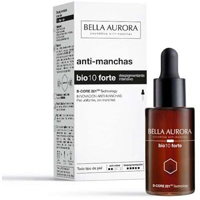 BELLA AURORA BIO10 Forte Depigmentatieserum, 30 ml, intensieve vlekbehandeling, voor elk huidtype, B-CORE221-technologie, werkt en voorkomt donkere vlekken BELLA AURORA BIO10 Forte Depigmentatieserum, 30 ml, intensieve vlekbehandeling, voor elk huidtype, B-CORE221-technologie, werkt en voorkomt donkere vlekken