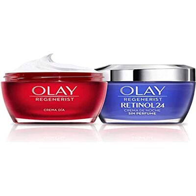 Olay Regenerist dagcrème en retinol 24 retinol vochtinbrengende nachtcrème, 2 stuks, 24 uur hydratatie, 100 ml Olay Regenerist dagcrème en retinol 24 retinol vochtinbrengende nachtcrème, 2 stuks, 24 uur hydratatie, 100 ml