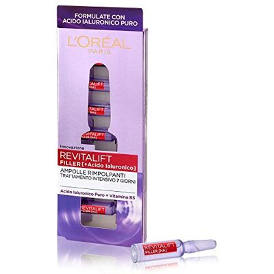 L'ORÉAL Paris Revitalift Filler ampullen, anti-rimpel, met 100% puur hyaluronzuur en vitamine B5, intensieve behandeling 7 dagen, 7 x 1 ml L'ORÉAL Paris Revitalift Filler ampullen, anti-rimpel, met 100% puur hyaluronzuur en vitamine B5, intensieve behandeling 7 dagen, 7 x 1 ml