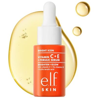 e.l.f. SKIN Bright Icon Vitamin C + E + Ferulic Serum Mini, verhelderend en rustgevend serum voor het gezicht, helpt de teint gelijkmatig te maken, veganistisch en dierproefvrij product, 14,1 g (0,5 e.l.f. SKIN Bright Icon Vitamin C + E + Ferulic Serum Mini, verhelderend en rustgevend serum voor het gezicht, helpt de teint gelijkmatig te maken, veganistisch en dierproefvrij product, 14,1 g (0,5