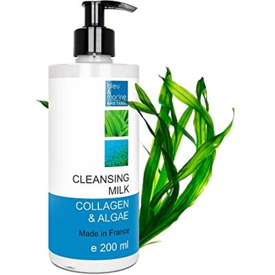 bleu & marine Bretania Collageen & zeewier reinigingsmelk, zachte reiniging voor gezicht en ogen, jeugdige glans en vocht, voor alle huidtypes, milieuvriendelijk, 200 ml, wit bleu & marine Bretania Collageen & zeewier reinigingsmelk, zachte reiniging voor gezicht en ogen, jeugdige glans en vocht, voor alle huidtypes, milieuvriendelijk, 200 ml, wit