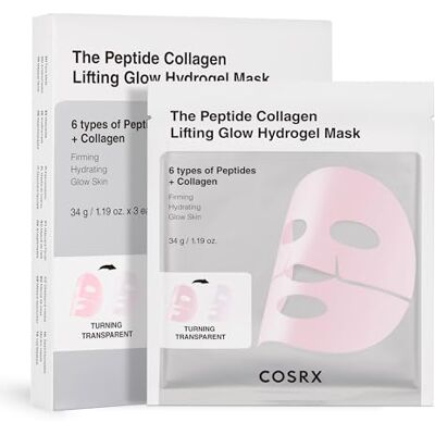 COSRX The Peptide Collagen Lifting Glow Hydrogel Gezichtsmaskers Huidverzorging 3 Stuks, Collageen Gezichtsmasker, Reisbenodigdheden, Nachtmasker, Koreaanse huidverzorging COSRX The Peptide Collagen Lifting Glow Hydrogel Gezichtsmaskers Huidverzorging 3 Stuks, Collageen Gezichtsmasker, Reisbenodigdheden, Nachtmasker, Koreaanse huidverzorging