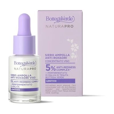 Bottega Verde Ampolle serum tegen roodheid gezicht, 15 ml, met 5% anti-redness complex en hypergefermenteerd malve, kalmerende en rustgevende werking, dermatologisch getest, voor de gevoelige huid Bottega Verde Ampolle serum tegen roodheid gezicht, 15 ml, met 5% anti-redness complex en hypergefermenteerd malve, kalmerende en rustgevende werking, dermatologisch getest, voor de gevoelige huid