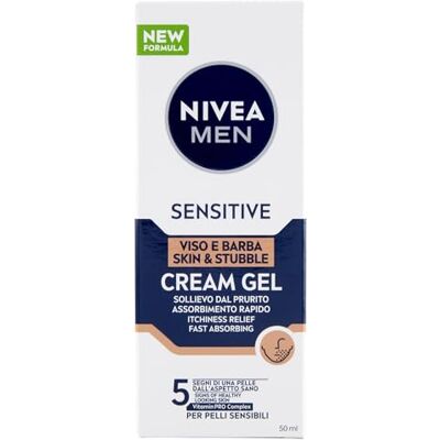 NIVEA MEN Sensitive Face et Barbe Cream Gel 50 ml, gezichtscrème voor mannen voor onmiddellijke verlichting van irritatie en 24 uur hydratatie, hydraterende gezichtscrème en 2-in-1 scheercrème NIVEA MEN Sensitive Face et Barbe Cream Gel 50 ml, gezichtscrème voor mannen voor onmiddellijke verlichting van irritatie en 24 uur hydratatie, hydraterende gezichtscrème en 2-in-1 scheercrème