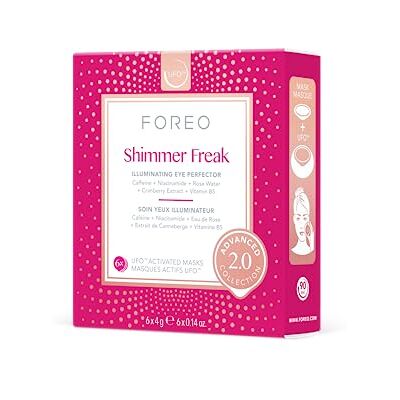 FOREO Shimmer Freak Advanced Collection 2.0 Gezichtsmasker UFO geactiveerd oogcontour verlicht schoonheid en verzorging rozenwater niacinamide alle huidtypes rimpels zakken 6 stuks FOREO Shimmer Freak Advanced Collection 2.0 Gezichtsmasker UFO geactiveerd oogcontour verlicht schoonheid en verzorging rozenwater niacinamide alle huidtypes rimpels zakken 6 stuks