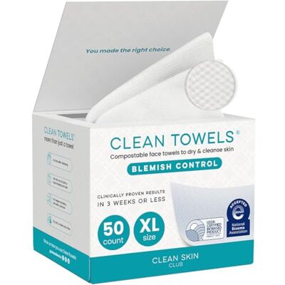 CLEAN SKIN CLUB Blemish Control XL reinigingsdoekjes 100% Biobased USDA wegwerpdoekjes, goedgekeurd door de Eczeem Association, ultrazachte droge make-up remover (50 stuks, 1 verpakking) CLEAN SKIN CLUB Blemish Control XL reinigingsdoekjes 100% Biobased USDA wegwerpdoekjes, goedgekeurd door de Eczeem Association, ultrazachte droge make-up remover (50 stuks, 1 verpakking)