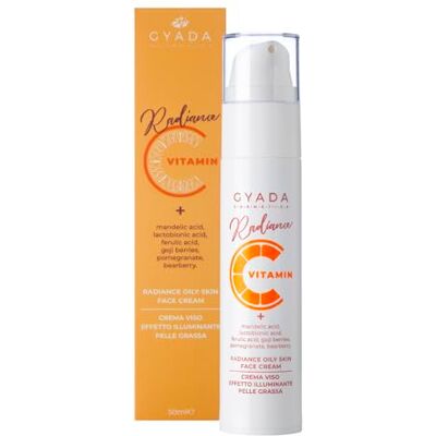 GYADA COSMETICS , Radiance Oily Skin Face Cream, verhelderende gezichtscrème, vette huid, normaliserend, regeneratief, antioxidant, contrasteert de tekenen van leeftijd, op basis van vitamine C, 50 ml GYADA COSMETICS , Radiance Oily Skin Face Cream, verhelderende gezichtscrème, vette huid, normaliserend, regeneratief, antioxidant, contrasteert de tekenen van leeftijd, op basis van vitamine C, 50 ml