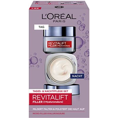 L'Oreal Paris L'Oréal Paris Hyaluronzuur, anti-aging gezichtsverzorging, anti-aging, anti-rimpel en nachtverzorging, anti-rimpel met microfiller hyaluronzuur, verpakking van 2 stuks (2 x 50 ml) L'Oreal Paris L'Oréal Paris Hyaluronzuur, anti-aging gezichtsverzorging, anti-aging, anti-rimpel en nachtverzorging, anti-rimpel met microfiller hyaluronzuur, verpakking van 2 stuks (2 x 50 ml)
