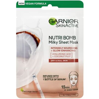Garnier Nutri Bomb Milky Tissue Mask Kokosnoot 1, 30 ml Garnier Nutri Bomb Milky Tissue Mask Kokosnoot 1, 30 ml