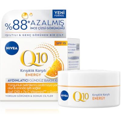 NIVEA Q10 ENERGY Anti-rimpel dagcrème met vitamine C, hydraterende gezichtsverzorging met Q10, vitamine C en guarana-extract, gezichtscrème met SPF 15 voor vermoeide huid (50 ml) NIVEA Q10 ENERGY Anti-rimpel dagcrème met vitamine C, hydraterende gezichtsverzorging met Q10, vitamine C en guarana-extract, gezichtscrème met SPF 15 voor vermoeide huid (50 ml)