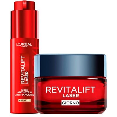 L'Oreal Paris L'Oréal Paris Revitalift Laser Gezichtsserum Anti-Aging Anti-Vlekken met Vitamine C Niacinamide 50 ml + Drievoudige Actieve Dagcrème met Hyaluronzuur 50 ml Set van 2 L'Oreal Paris L'Oréal Paris Revitalift Laser Gezichtsserum Anti-Aging Anti-Vlekken met Vitamine C Niacinamide 50 ml + Drievoudige Actieve Dagcrème met Hyaluronzuur 50 ml Set van 2