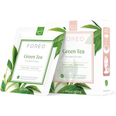 FOREO UFO geactiveerd masker met groene thee voor vette huid, 3 stuks, reinigend, antioxidant, hydraterend, groene thee en ulmus extract, dierproefvrij, compatibel met UFO 2 en UFO FOREO UFO geactiveerd masker met groene thee voor vette huid, 3 stuks, reinigend, antioxidant, hydraterend, groene thee en ulmus extract, dierproefvrij, compatibel met UFO 2 en UFO
