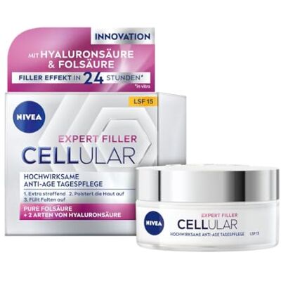 Beiersdorf NIVEA Cellular Expert Filler zeer effectieve anti-aging dagcrème (50 ml), extra verstevigende hyaluroncrème met vuleffect, anti-rimpelcrème met SPF 15 Beiersdorf NIVEA Cellular Expert Filler zeer effectieve anti-aging dagcrème (50 ml), extra verstevigende hyaluroncrème met vuleffect, anti-rimpelcrème met SPF 15