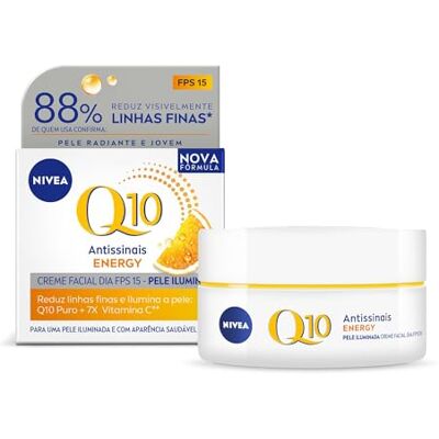 NIVEA Q10 Energy Anti-rimpel dagcrème met SPF15, onmiddellijke gloed en gelijkmatige huid, Q10 pure Q10, 7 x vitamine C en guarana, vermindert expressielijnen, vermoeide en doffe huid NIVEA Q10 Energy Anti-rimpel dagcrème met SPF15, onmiddellijke gloed en gelijkmatige huid, Q10 pure Q10, 7 x vitamine C en guarana, vermindert expressielijnen, vermoeide en doffe huid