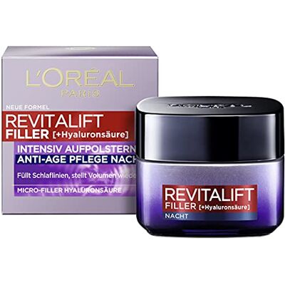 L'Oreal Paris L'Oréal Paris Hyaluron anti-veroudering nachtcrème met hyaluronzuur voor vocht en anti-rimpel Revitalift Filler per 1 x 50 ml L'Oreal Paris L'Oréal Paris Hyaluron anti-veroudering nachtcrème met hyaluronzuur voor vocht en anti-rimpel Revitalift Filler per 1 x 50 ml