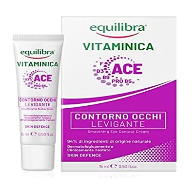 Equilibra Gezicht en oogcontouren gladmaken, met multivitaminecomplex, hoge concentratie, hyaluronzuur, cafeïne, pistache-boter, gladmakende werking, contrastzakken en kringen rond de ogen, 15 ml Equilibra Gezicht en oogcontouren gladmaken, met multivitaminecomplex, hoge concentratie, hyaluronzuur, cafeïne, pistache-boter, gladmakende werking, contrastzakken en kringen rond de ogen, 15 ml