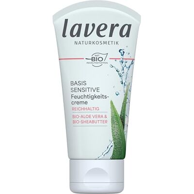 lavera Basis Sensitiv Rijke vochtinbrengende crème met aloë vera en sheaboter voor droge en gevoelige huid, natuurlijke en innovatieve biologische veganistische werkzame stoffen, per stuk verpakt (1 x 50 ml) lavera Basis Sensitiv Rijke vochtinbrengende crème met aloë vera en sheaboter voor droge en gevoelige huid, natuurlijke en innovatieve biologische veganistische werkzame stoffen, per stuk verpakt (1 x 50 ml)