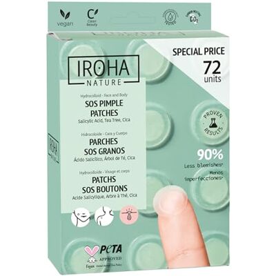 IROHA NATURE IROHA NATUUR SOS-pleister puistjes en acne 72 eenheden IROHA NATURE IROHA NATUUR SOS-pleister puistjes en acne 72 eenheden