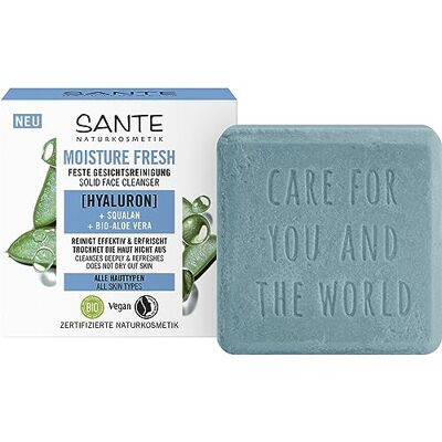 Sante Naturkosmetik Moisture Fresh zuiverende vaste gezichtszeep met biologische aloë vera, hyaluron en squalaan voor een zachte en diepe poriënreiniging, 60 g Sante Naturkosmetik Moisture Fresh zuiverende vaste gezichtszeep met biologische aloë vera, hyaluron en squalaan voor een zachte en diepe poriënreiniging, 60 g