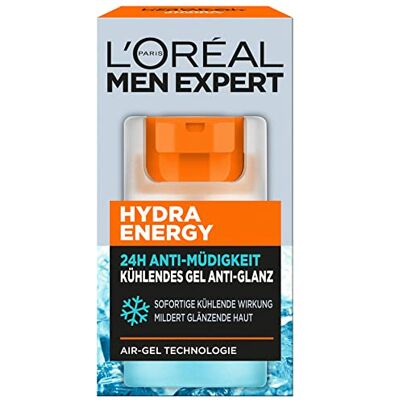 L'Oreal Men Expert L'Oréal Men Expert Verfrissende gezichtsverzorging tegen glans voor mannen, matterende en verfrissende gel, 24 uur, anti-vermoeidheid, gezichtscrème voor mannen met zeebronwater, Hydra Energy, 50 ml L'Oreal Men Expert L'Oréal Men Expert Verfrissende gezichtsverzorging tegen glans voor mannen, matterende en verfrissende gel, 24 uur, anti-vermoeidheid, gezichtscrème voor mannen met zeebronwater, Hydra Energy, 50 ml