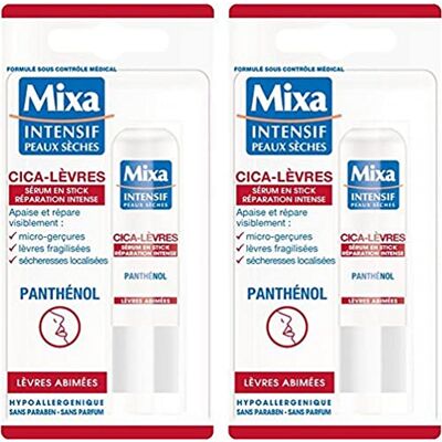 Mixa Cica Serum Stick Intense Repair voor beschadigde lippen, 2 stuks Mixa Cica Serum Stick Intense Repair voor beschadigde lippen, 2 stuks