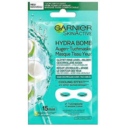 Garnier oogmasker hydraterend tegen gezwollen ogen fijne lijntjes vervagen veganistische formule met kokoswater en hyaluronzuur hydra bomb 6 g Garnier oogmasker hydraterend tegen gezwollen ogen fijne lijntjes vervagen veganistische formule met kokoswater en hyaluronzuur hydra bomb 6 g