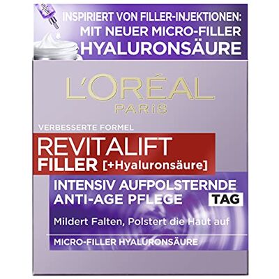 L'Oreal Paris L'Oréal Paris Hyaluron Anti-aging dagcrème met hyaluronzuur voor vochtvoorziening en anti-rimpel Revitalift Filler per stuk verpakt (1 x 50 ml) L'Oreal Paris L'Oréal Paris Hyaluron Anti-aging dagcrème met hyaluronzuur voor vochtvoorziening en anti-rimpel Revitalift Filler per stuk verpakt (1 x 50 ml)