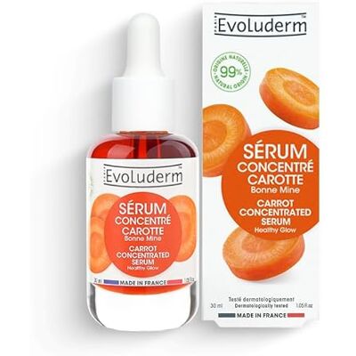 Evoluderm Geconcentreerd serum Bonne Mine Wortel 99% Ingrediënten van natuurlijke oorsprong Veganistisch Gemaakt in Frankrijk Evoluderm Geconcentreerd serum Bonne Mine Wortel 99% Ingrediënten van natuurlijke oorsprong Veganistisch Gemaakt in Frankrijk