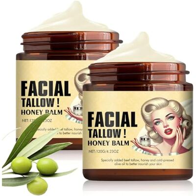 FLLUOUZH Gezichtscrème van gezeemd vet van met gras gevoerde runderen, huidverzorging, talk moisturizer, pure talk en honing crème voor gezicht en lichaam, 2 stuks FLLUOUZH Gezichtscrème van gezeemd vet van met gras gevoerde runderen, huidverzorging, talk moisturizer, pure talk en honing crème voor gezicht en lichaam, 2 stuks
