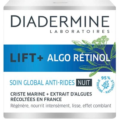 Diadermine Lift+ Algo Retinol Anti-rimpel nachtcrème mariene crisis en algenextract regenereert en voedt intensief gezichtsverzorging anti-aging verzorging pot van 50 ml Diadermine Lift+ Algo Retinol Anti-rimpel nachtcrème mariene crisis en algenextract regenereert en voedt intensief gezichtsverzorging anti-aging verzorging pot van 50 ml
