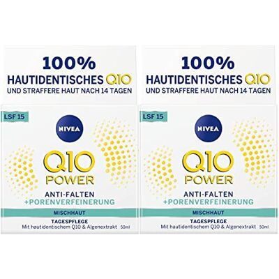 NIVEA Q10 Power Anti-rimpel + poriënverstevigende dagcrème voor een jongere huid met SPF 15 (2 x 50 ml) NIVEA Q10 Power Anti-rimpel + poriënverstevigende dagcrème voor een jongere huid met SPF 15 (2 x 50 ml)