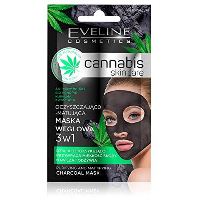 EVELINE COSMETICS Canabis Skin Care Carbon 3-in-1 gezichtsmasker 7 ml EVELINE COSMETICS Canabis Skin Care Carbon 3-in-1 gezichtsmasker 7 ml