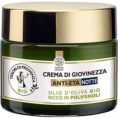 Tesori Di Provenza Anti-aging gezichtscrème, biologische nachtcrème met biologische olijfolie, rijk aan antioxidanten polyfenolen, 50 ml Tesori Di Provenza Anti-aging gezichtscrème, biologische nachtcrème met biologische olijfolie, rijk aan antioxidanten polyfenolen, 50 ml