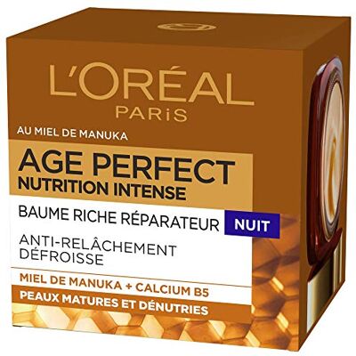 L'Oreal Paris L'Oréal Paris Anti-aging nachtcrème – rijke herstellende balsem – concentraat van Manuka-honing en calcium B5 – voor rijpe huid zonder voeding – intensieve voeding – Age Perfect – 50 ml L'Oreal Paris L'Oréal Paris Anti-aging nachtcrème – rijke herstellende balsem – concentraat van Manuka-honing en calcium B5 – voor rijpe huid zonder voeding – intensieve voeding – Age Perfect – 50 ml