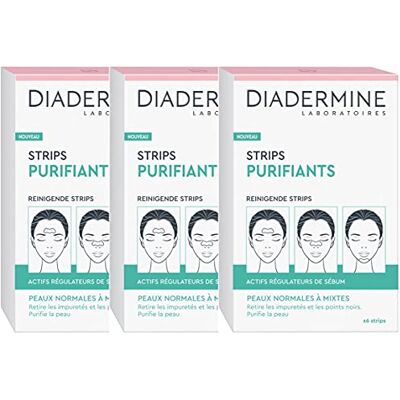 Diadermine Verpakking met 3 x 6 reinigingsstrips voor het gezicht – tegen mee-eters en onzuiverheden – normale tot gemengde huid – actieve talgregeling – reinigt de huid Diadermine Verpakking met 3 x 6 reinigingsstrips voor het gezicht – tegen mee-eters en onzuiverheden – normale tot gemengde huid – actieve talgregeling – reinigt de huid