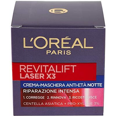 L'Oreal Paris L'Oréal Paris Anti-aging nachtcrème voor vrouwen: vermindert rimpels en verstevigt de huid, met pro-retinol, hyaluronzuur en vitamine C, RevitaLift-laser, 1 x 50 ml L'Oreal Paris L'Oréal Paris Anti-aging nachtcrème voor vrouwen: vermindert rimpels en verstevigt de huid, met pro-retinol, hyaluronzuur en vitamine C, RevitaLift-laser, 1 x 50 ml